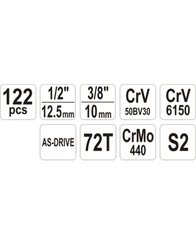 YATO ZESTAW NARZĘDZIOWY 1/2" 122CZ.