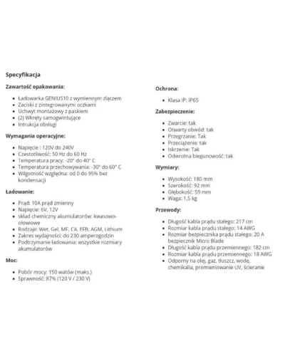 NOCO PROSTOWNIK AUTOMATYCZNY GENIUS10 10A 6V/ 12V