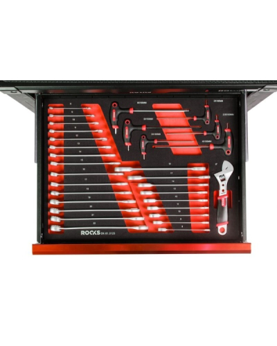 ROOKS ZESTAW KLUCZY PŁASKO-OCZKOWYCH 6-22 MM, IMBUSOWYCH I KLUCZ NASTAWNY, 31 CZ