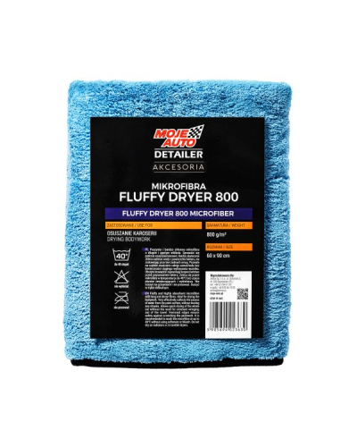 MOJE AUTO MIKROFIBRA FLUFFY DRYER 800G/M² 60X90 CM / DO OSUSZANIA KAROSERII / MOJE AUTO DETAILER