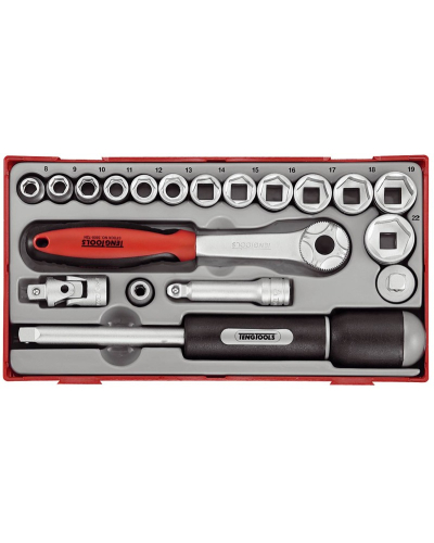 Teng Tools 19-ELEMENTOWY ZESTAW KLUCZY NASADOWYCH Z CHWYTEM  3/8" TENG TOOLS TT3819