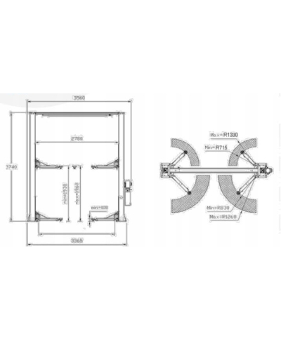 BEST PRODUCTS SP. Z O.O. BESTLIFT 240GE B3.8 PODNOŚNIK 2-KOLUMNOWY ŁĄCZONY GÓRĄ