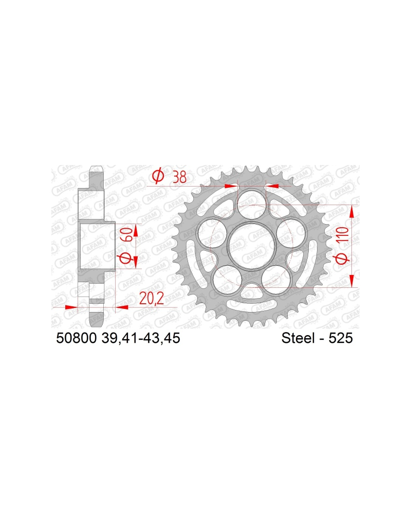 AFAM ZĘBATKA NAPĘDZANA TYŁ MOTO STALOWA OCYNKOWANA SREBRNA