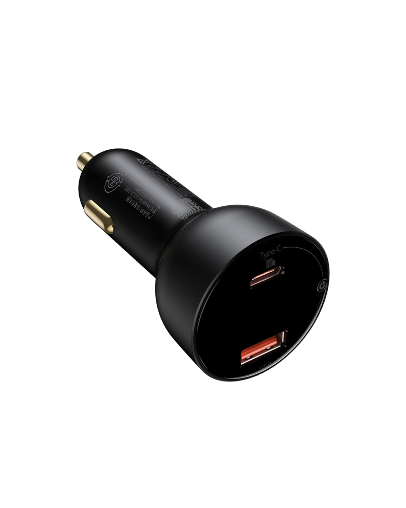 BASEUS ŁADOWARKA SAMOCHODOWA SUPERME USB, USB-C, 100W (CZARNA)