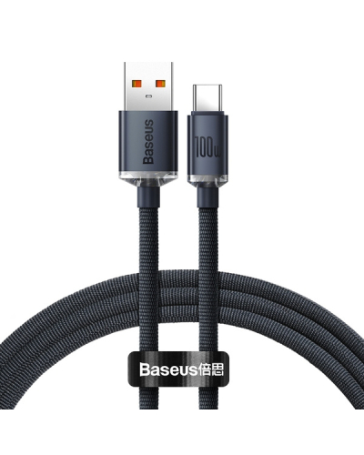 BASEUS KABEL DO ŁADOWAREK USB DO USB-C BASEUS CRYSTAL SHINE, 100W, 1.2M (CZARNY)