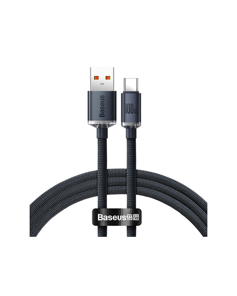 BASEUS KABEL DO ŁADOWAREK USB DO USB-C BASEUS CRYSTAL SHINE, 100W, 1.2M (CZARNY)