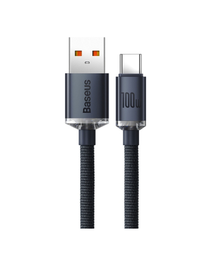 BASEUS KABEL DO ŁADOWAREK USB DO USB-C BASEUS CRYSTAL SHINE, 100W, 1.2M (CZARNY)