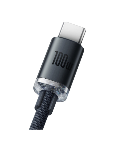 BASEUS KABEL DO ŁADOWAREK USB DO USB-C BASEUS CRYSTAL SHINE, 100W, 1.2M (CZARNY)