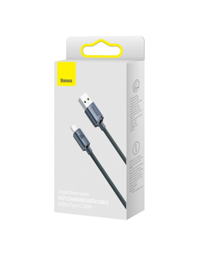 BASEUS KABEL DO ŁADOWAREK USB DO USB-C BASEUS CRYSTAL SHINE, 100W, 1.2M (CZARNY)