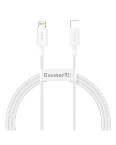 BASEUS KABEL DO ŁADOWAREK USB-C DO LIGHTNING BASEUS SUPERIOR SERIES, 20W, PD, 1M (BIAŁY)
