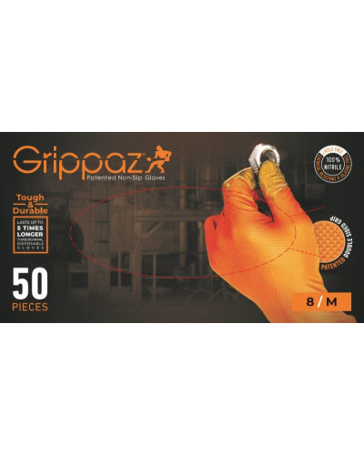Grippaz RĘKAWICE NITRYLOWE OCHRONNE GRIPPAZ 246 POMARAŃCZOWE (OP. 50 SZT) ROZM. M
