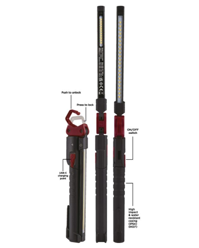 ROOKS LAMPA DŁUGOPISOWA, ŁAMANA 300/600 LUM, 1600 MAH, FLEX