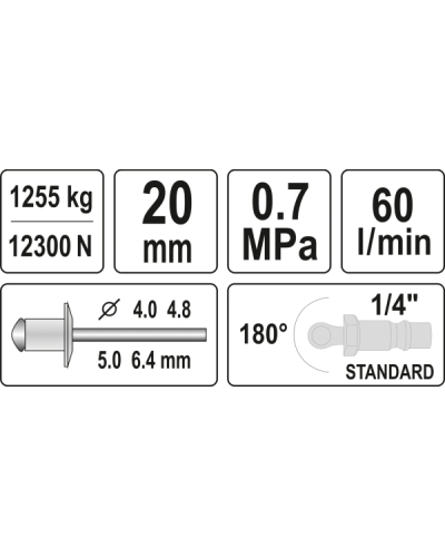 YATO NITOWNICA PNEUMATYCZNA 4,0 - 6,4 MM