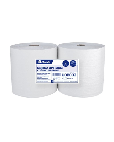 MERIDA CZYŚCIWO PAPIEROWE OPTIMUM BIAŁE ŚR. 29 CM, DŁUGOŚĆ 400 M, DWUWARSTWOWE, ZGRZEWKA 2 SZT