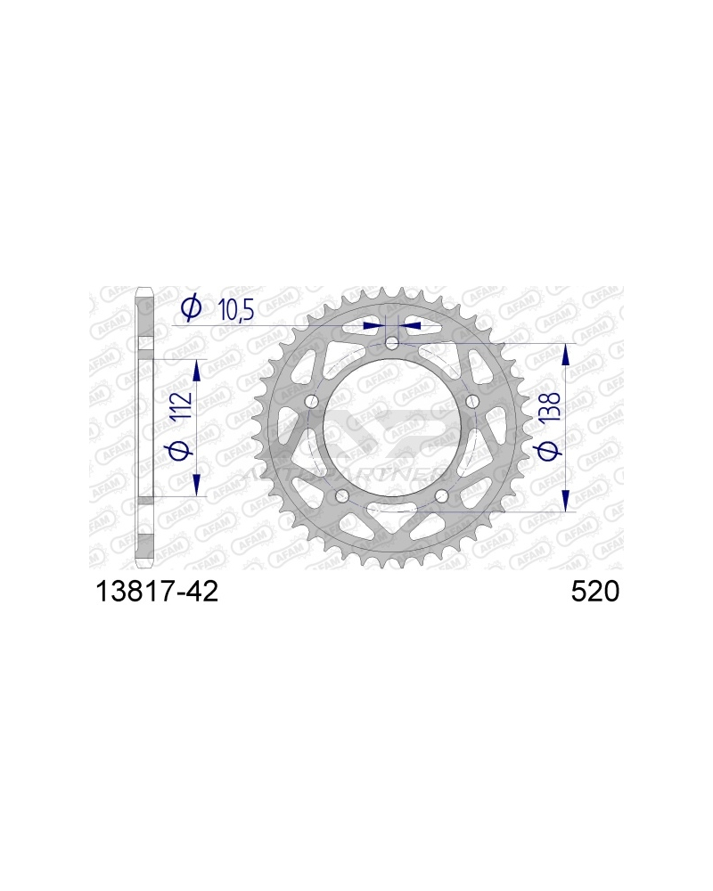 AFAM ZĘBATKA NAPĘDZANA TYŁ MOTO ALUMINIOWA ANODOWANA GUN METAL