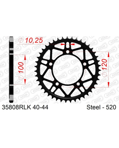 AFAM ZĘBATKA NAPĘDZANA TYŁ MOTO STALOWA CZARNA