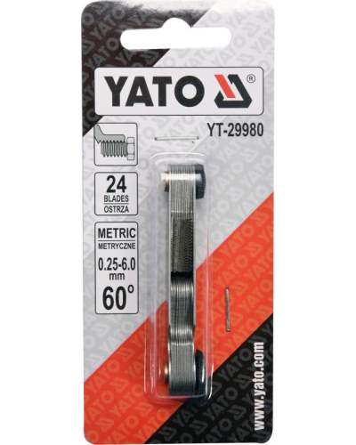 YATO SPRAWDZIAN GRZEBIENIOWY DO GWINTÓW METRYCZNYCH, 24 SZABLONY, 0,25-6MM